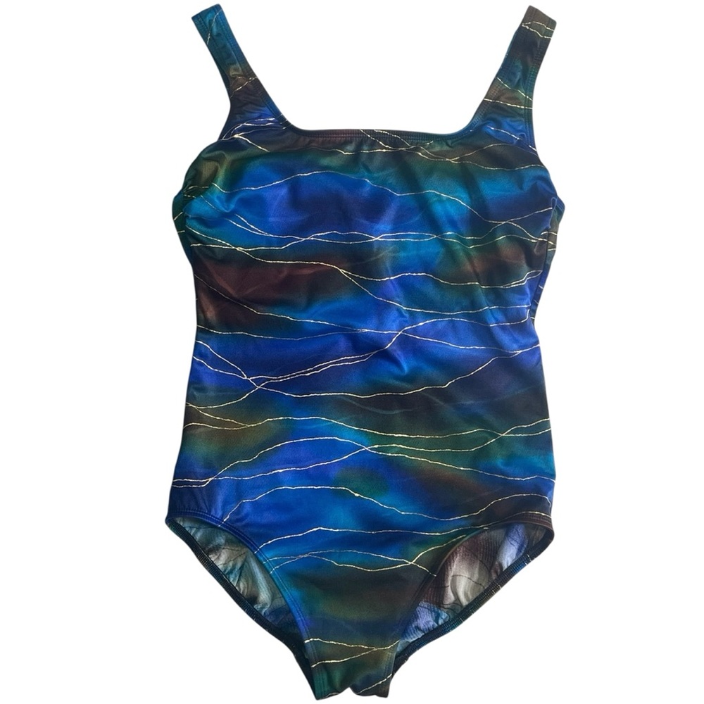 Longitude Crisscross Back One Piece Swimsuit Slimming Shapewear Resortwear Sz 14